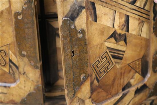 A Japanese parquetry chest/cabinet W.54cm